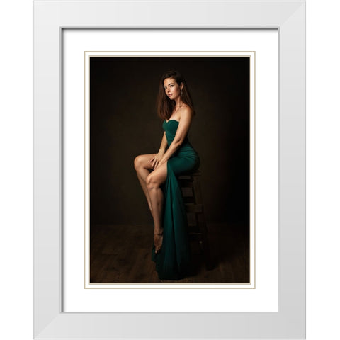 Polina. White Modern Wood Framed Art Print with Double Matting by Rise, Zachar