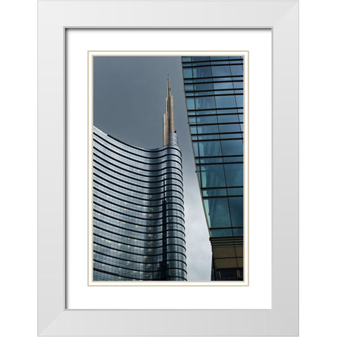 Unicredit Tower Milan White Modern Wood Framed Art Print with Double Matting by Manzoni, Michel