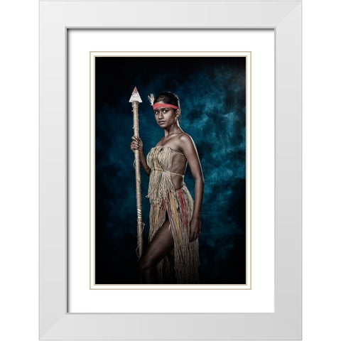 Tribal Beauty White Modern Wood Framed Art Print with Double Matting by Bhattacharyya, Partha
