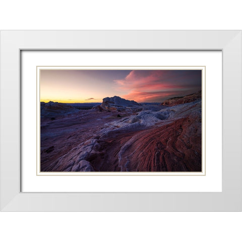 White Pocket In Arizona White Modern Wood Framed Art Print with Double Matting by Huang, Johnson