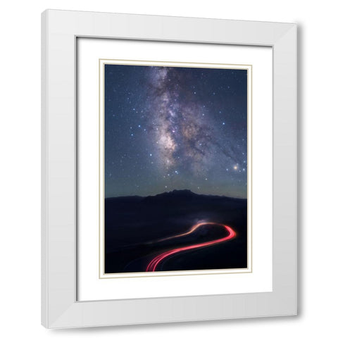 Misty Night White Modern Wood Framed Art Print with Double Matting by Hu, Ke