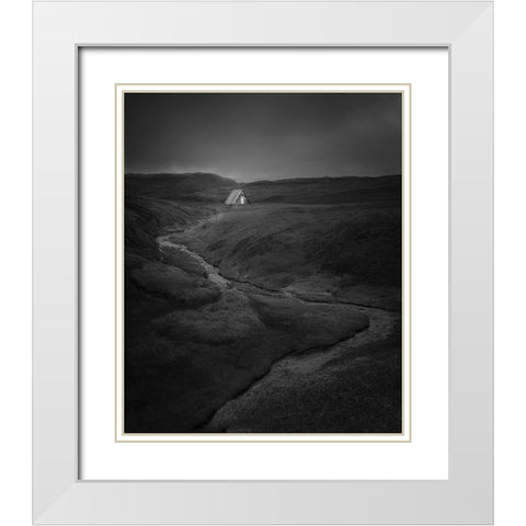 House Solitude White Modern Wood Framed Art Print with Double Matting by Guo, David