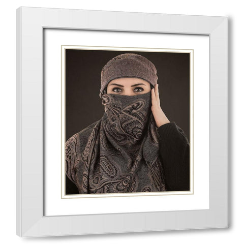 Arabian Eyes White Modern Wood Framed Art Print with Double Matting by Olwy, Moutaz