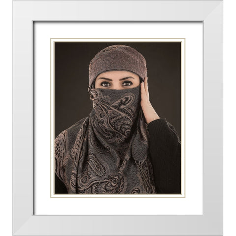 Arabian Eyes White Modern Wood Framed Art Print with Double Matting by Olwy, Moutaz