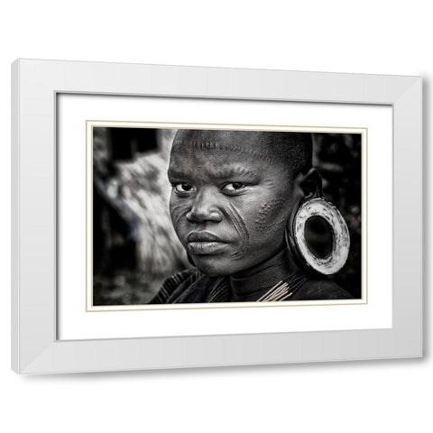 Surmi Woman - Ethiopia White Modern Wood Framed Art Print with Double Matting by Inazio Kuesta, Joxe
