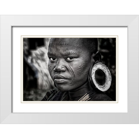 Surmi Woman - Ethiopia White Modern Wood Framed Art Print with Double Matting by Inazio Kuesta, Joxe