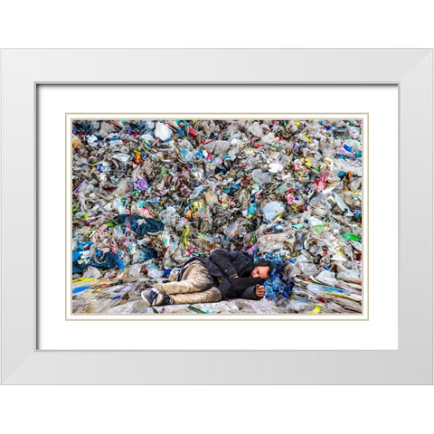 The Sleeping Man White Modern Wood Framed Art Print with Double Matting by Dan, Ciupureanu