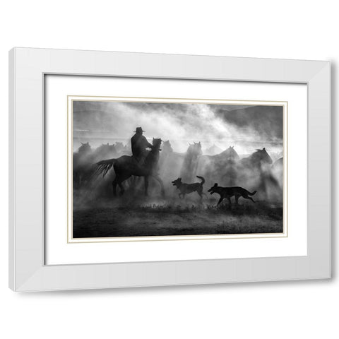 Untitled White Modern Wood Framed Art Print with Double Matting by Bilgin, Zuhdu