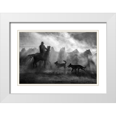 Untitled White Modern Wood Framed Art Print with Double Matting by Bilgin, Zuhdu