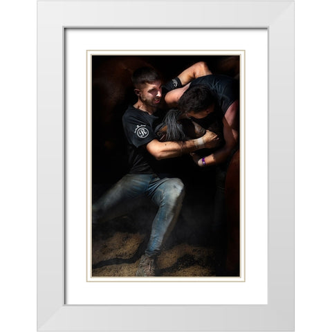 Aloitadores III (A Rapa Das Bestas) White Modern Wood Framed Art Print with Double Matting by Pascual Buye, Santiago