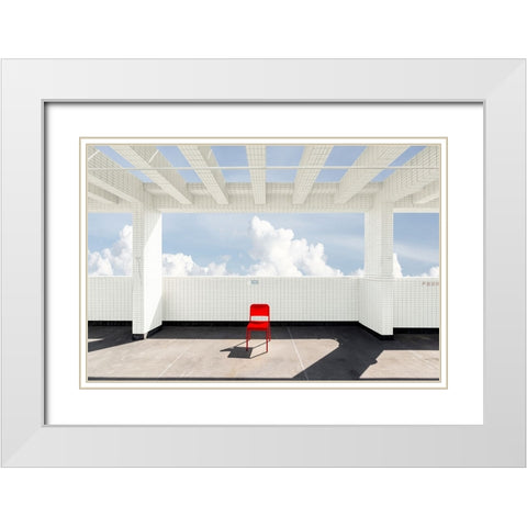Alone Time White Modern Wood Framed Art Print with Double Matting by Guan, Xiaopeng