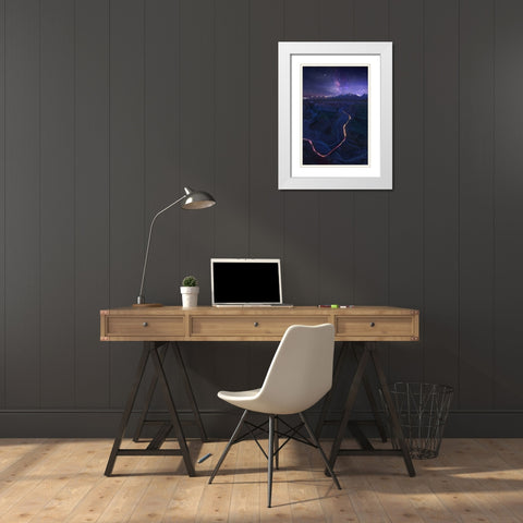 Connect  World White Modern Wood Framed Art Print with Double Matting by Selions