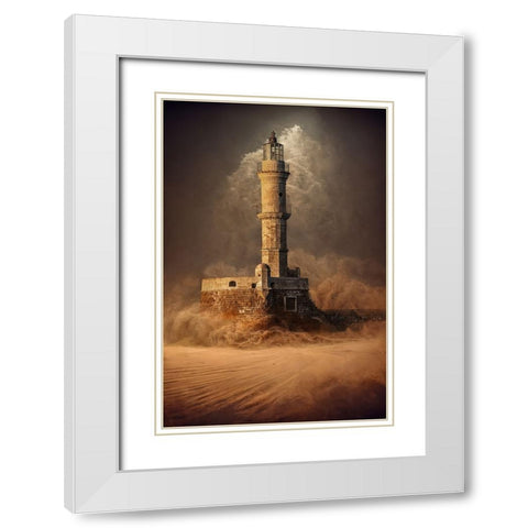 DesertLighthouse White Modern Wood Framed Art Print with Double Matting by Egger, Marcel
