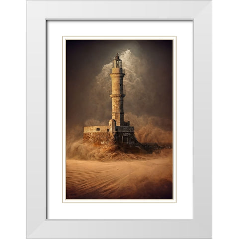 DesertLighthouse White Modern Wood Framed Art Print with Double Matting by Egger, Marcel