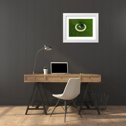 Circle White Modern Wood Framed Art Print with Double Matting by Kravanja, Jure