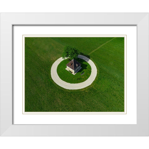 Circle White Modern Wood Framed Art Print with Double Matting by Kravanja, Jure