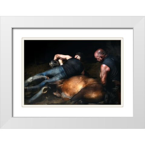 The Knock Down (A Rapa Das Bestas) White Modern Wood Framed Art Print with Double Matting by Pascual Buye, Santiago