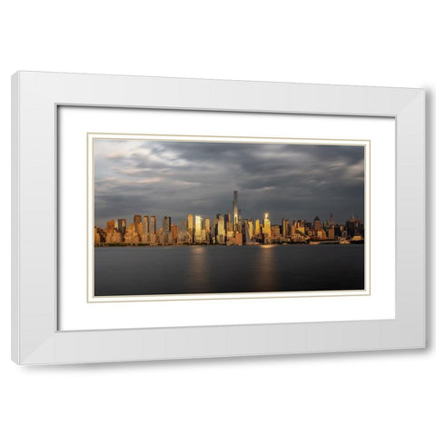 Urban Sunset White Modern Wood Framed Art Print with Double Matting by Rong, Herbert
