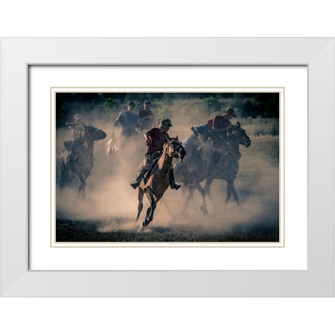 Horses White Modern Wood Framed Art Print with Double Matting by Alcalay, Eyal