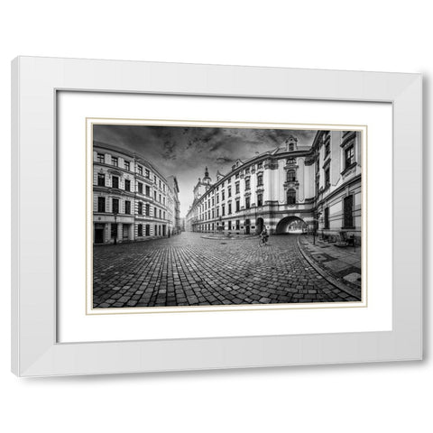 Plac Uniwersytecki White Modern Wood Framed Art Print with Double Matting by Derangowski, Lukasz