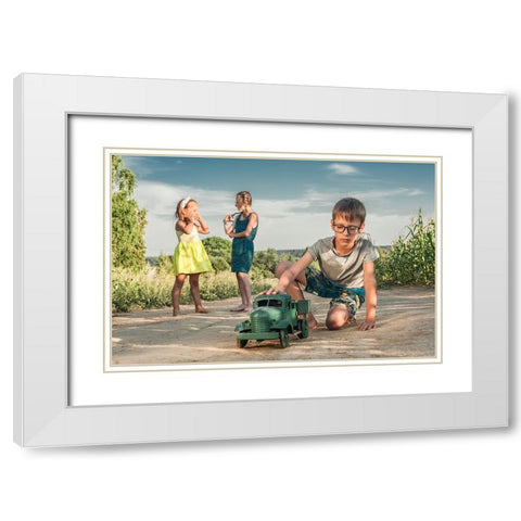 Childhood White Modern Wood Framed Art Print with Double Matting by Cherkasov, Viktor
