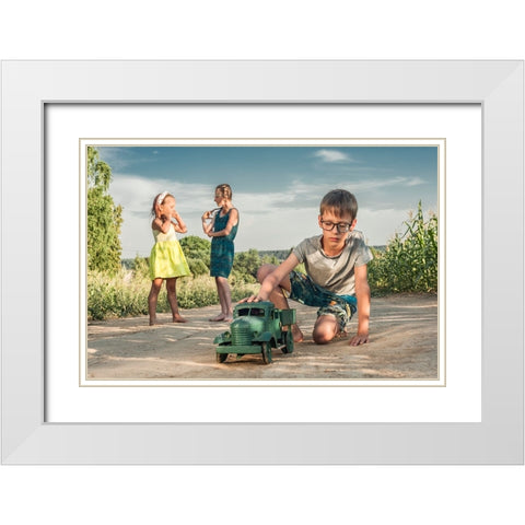 Childhood White Modern Wood Framed Art Print with Double Matting by Cherkasov, Viktor