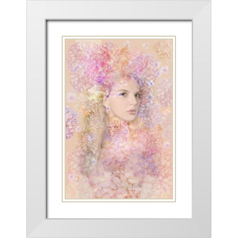 Hortensia White Modern Wood Framed Art Print with Double Matting by Shumilova, Ludmila