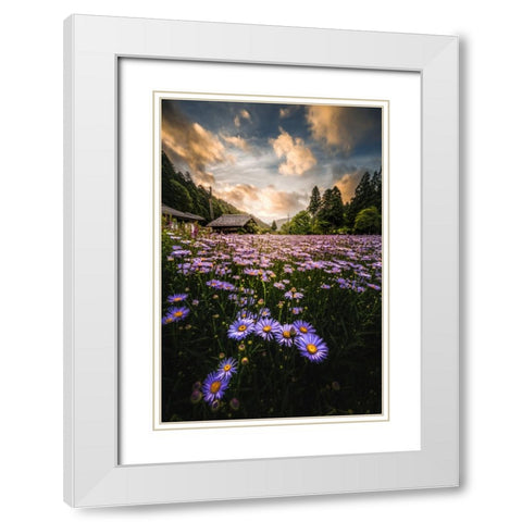 Flowers That Bloom Only Here White Modern Wood Framed Art Print with Double Matting by Matsubara, Hiroki