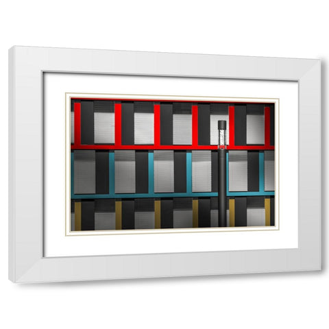 FaAsade Graphic | Play Of Colors White Modern Wood Framed Art Print with Double Matting by Ruckert, Stephan