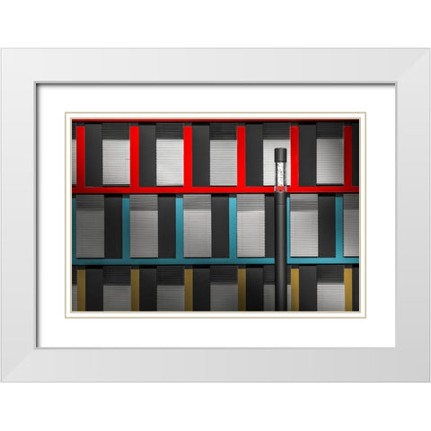 FaAsade Graphic | Play Of Colors White Modern Wood Framed Art Print with Double Matting by Ruckert, Stephan