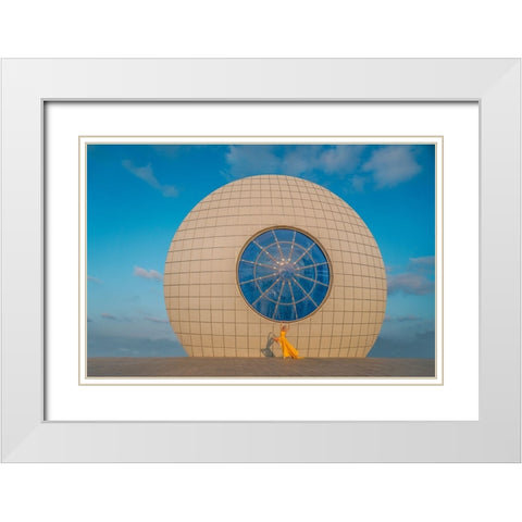 Yellow White Modern Wood Framed Art Print with Double Matting by Nitzan, Oshrit