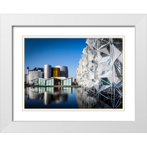 The Art Of Lines White Modern Wood Framed Art Print with Double Matting by Jamal, Khalid