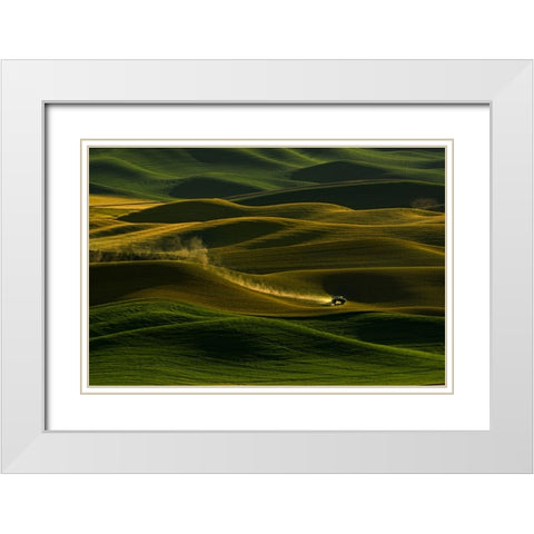 Palouse Wheat Fields White Modern Wood Framed Art Print with Double Matting by Dickau, Kristel
