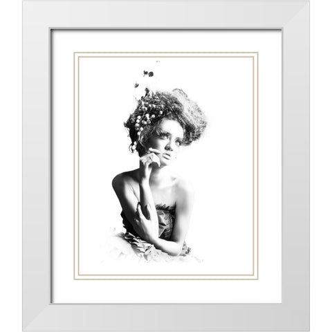 Thinking Of You White Modern Wood Framed Art Print with Double Matting by Bunjamin (Abe), Antonyus