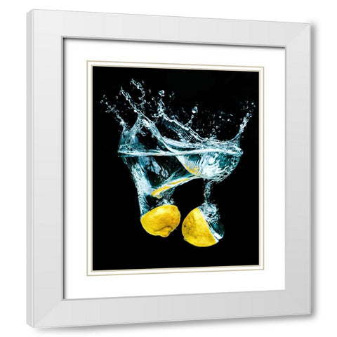Splash White Modern Wood Framed Art Print with Double Matting by Girmencea, Robert