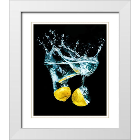 Splash White Modern Wood Framed Art Print with Double Matting by Girmencea, Robert