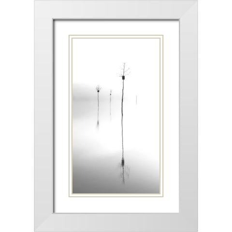 Trees White Modern Wood Framed Art Print with Double Matting by Zhang, Mei
