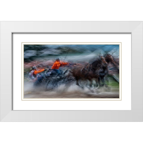 Race 2 White Modern Wood Framed Art Print with Double Matting by Malovrh, Milan