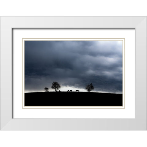A Family Of Three White Modern Wood Framed Art Print with Double Matting by Fei, Hsiao-Yang