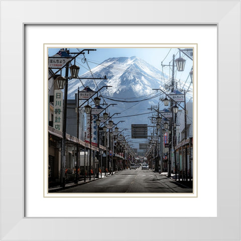Road Leading To Mt.Fuji White Modern Wood Framed Art Print with Double Matting by Matsubara, Hiroki