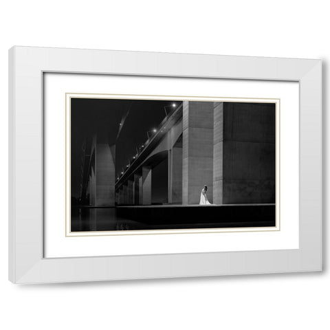 Gateway Bridge Bride White Modern Wood Framed Art Print with Double Matting by Stampfli, Craig
