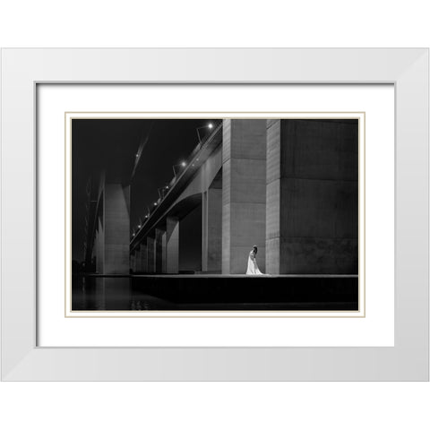 Gateway Bridge Bride White Modern Wood Framed Art Print with Double Matting by Stampfli, Craig