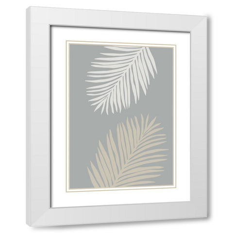 Leaves 002 White Modern Wood Framed Art Print with Double Matting by Pictufy Studio
