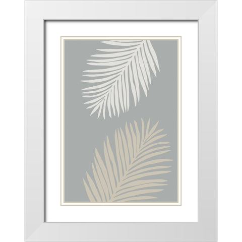 Leaves 002 White Modern Wood Framed Art Print with Double Matting by Pictufy Studio