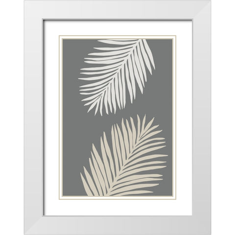 Leaves 001 White Modern Wood Framed Art Print with Double Matting by Pictufy Studio