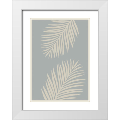 Leaves 007 White Modern Wood Framed Art Print with Double Matting by Pictufy Studio