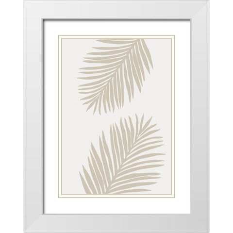 Leaves 009 White Modern Wood Framed Art Print with Double Matting by Pictufy Studio