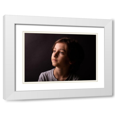 Mihai White Modern Wood Framed Art Print with Double Matting by Watkins, Carmen