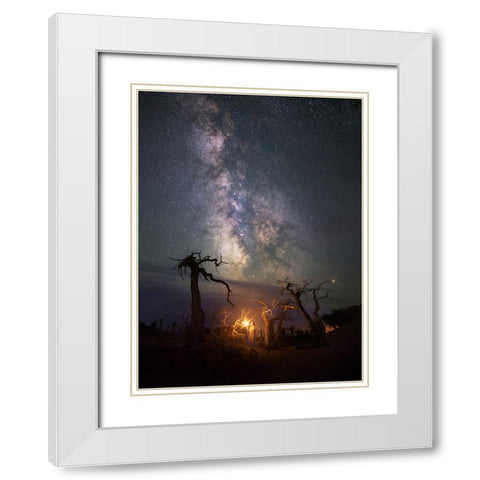 Under The Milkyway White Modern Wood Framed Art Print with Double Matting by Liao, Yuhan