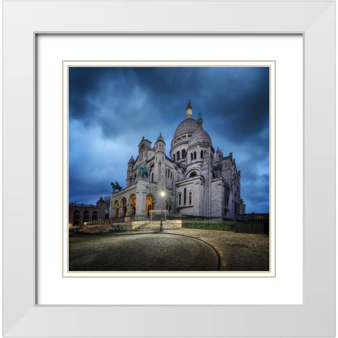 Sacrac-Coeur White Modern Wood Framed Art Print with Double Matting by Figueras, Antoni